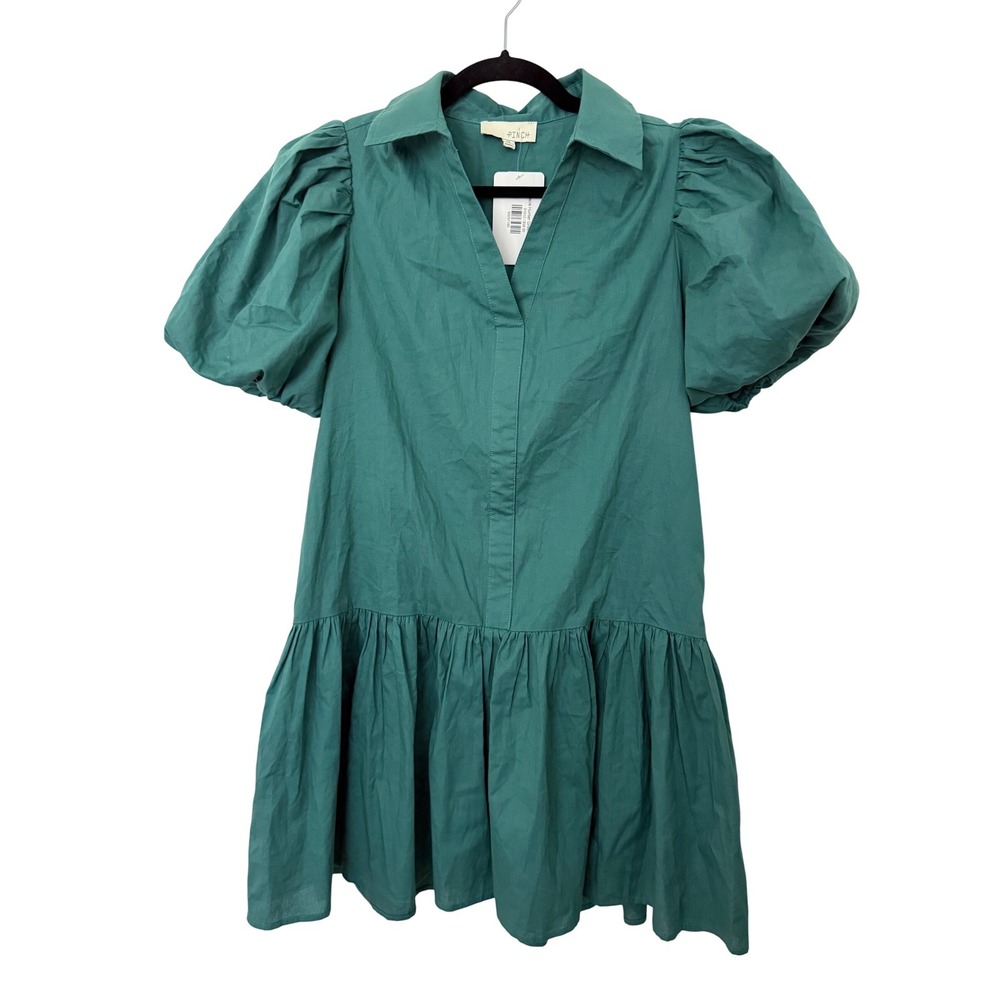 Green Puff Sleeve Mini Kentucky Derby Dress Womens M Drop Waist Graduation Party
